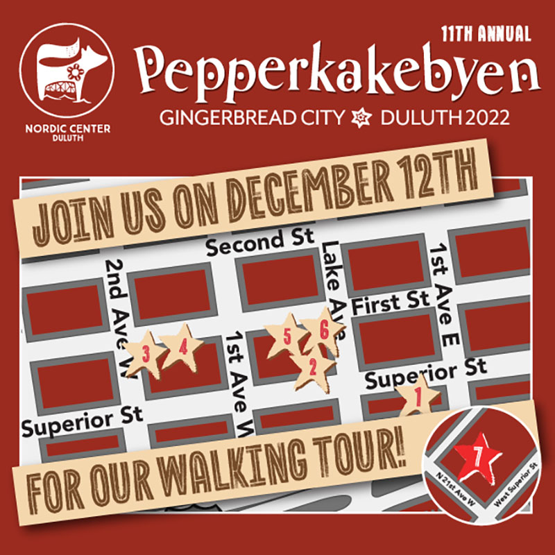 Pepperkakebyen 2022 at the Nordic Center in Duluth MN - walking tour