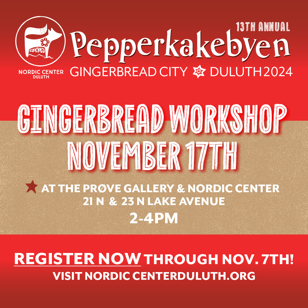 Pepperkakebyen 2024 - Nordic Center in Duluth, Minnesota / Gingerbread house workshop nov 17